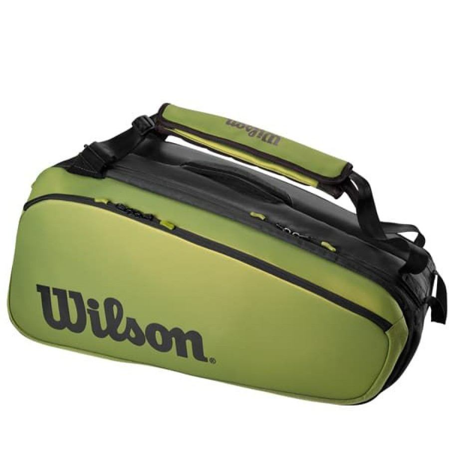 Bags * | Discount Online Wilson Super Tour 9 Pack Tennis Bag Green