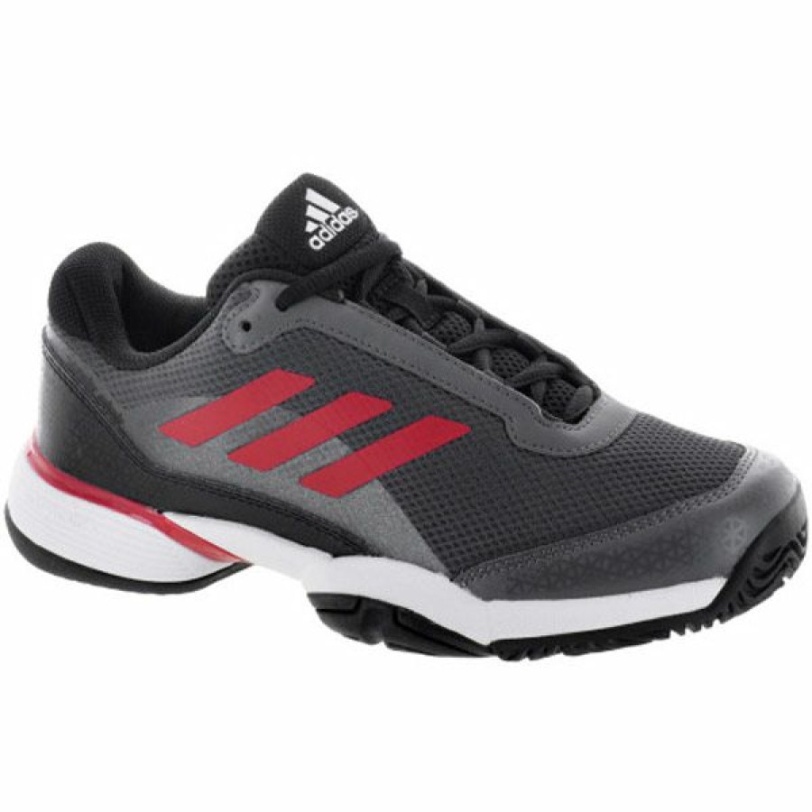 Shoes * | Half Off Adidas Barricade Club Junior Tennis Shoe Black/Scarlet/White Bb7935