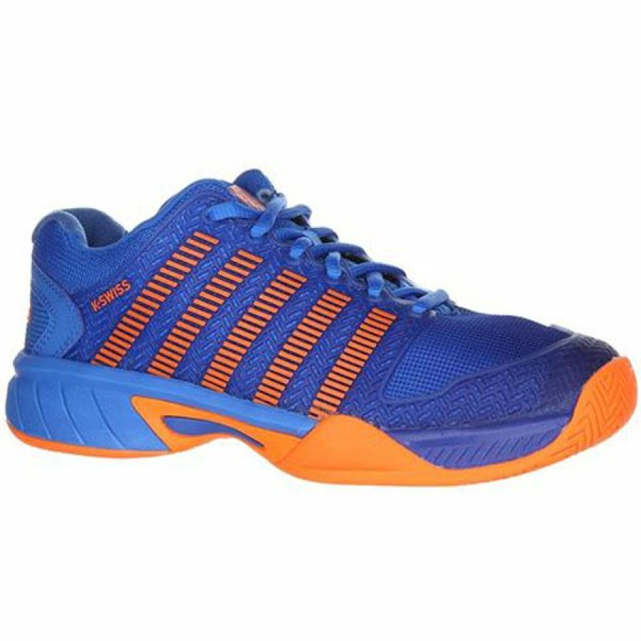 Shoes * | Limit Offer K-Swiss Hypercourt Express Junior Tennis Shoe Brilliant Blue/Neon Orange 83377-427