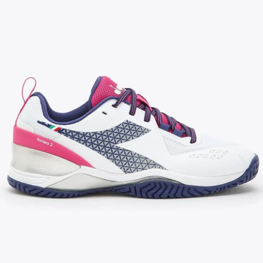 Shoes * | Discount Online Diadora Blushield Torneo 2 Women'S Tennis Shoe White/Blueprint