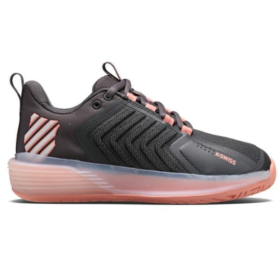 Shoes * | Limit Offer K-Swiss Ultrashot 3 Women'S Tennis Shoe Asphalt/Peach 96988-007