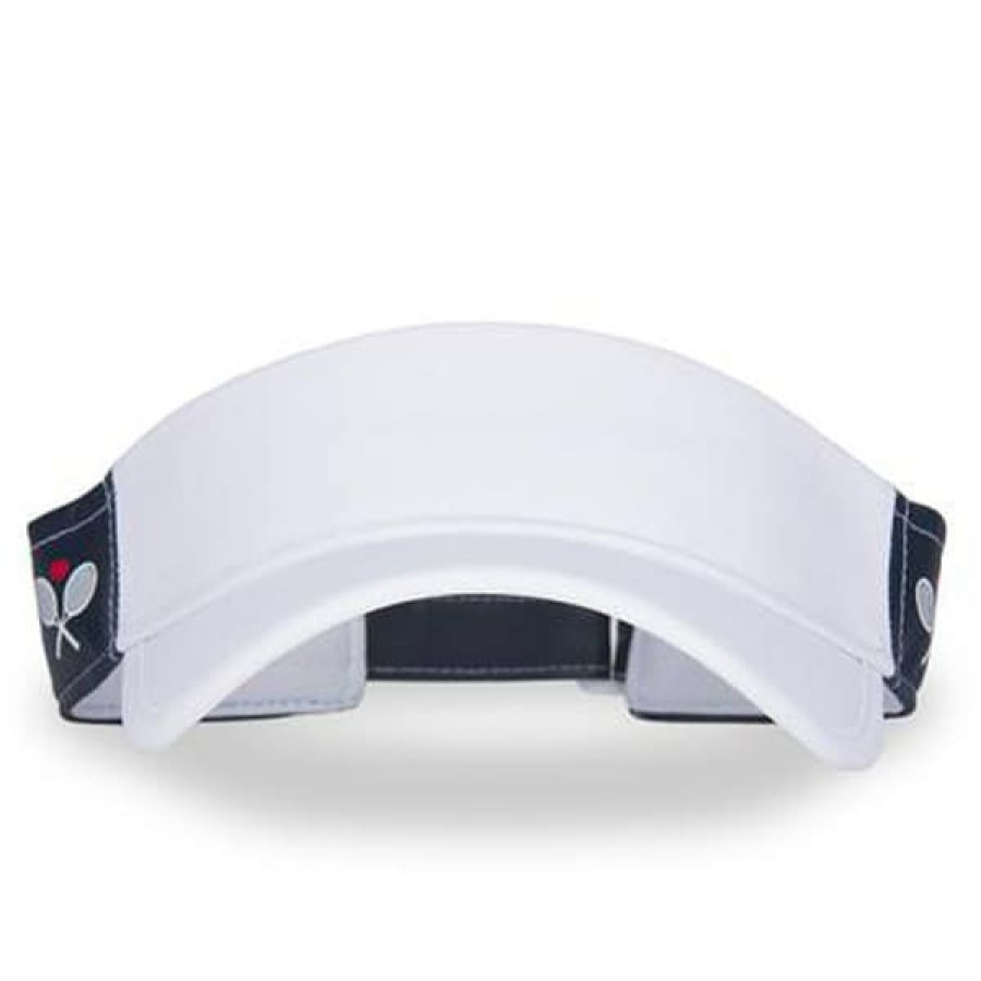 Headware * | Special Offers Ame And Lulu Head In The Game Visor Navy Crossed Racquets