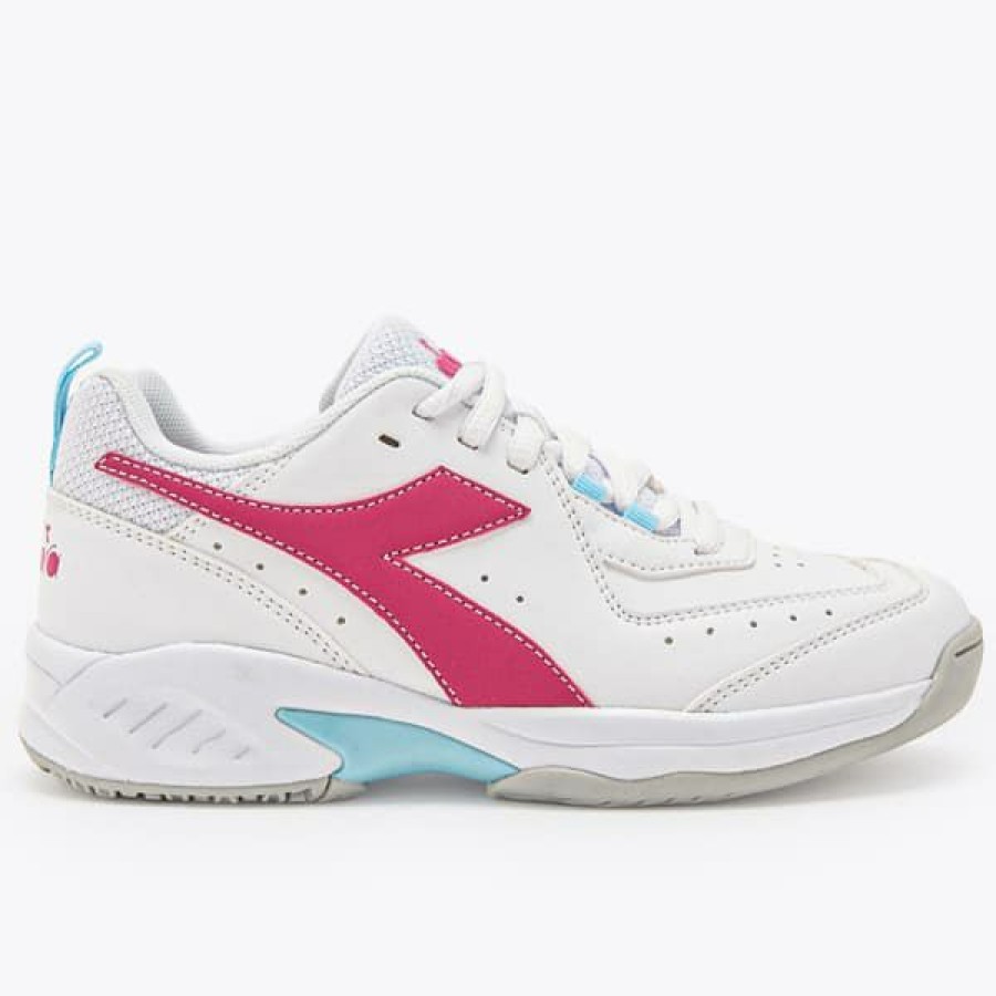 Shoes * | Discount Online Diadora Challenge 5 Sl Junior Tennis Shoe White/Pink