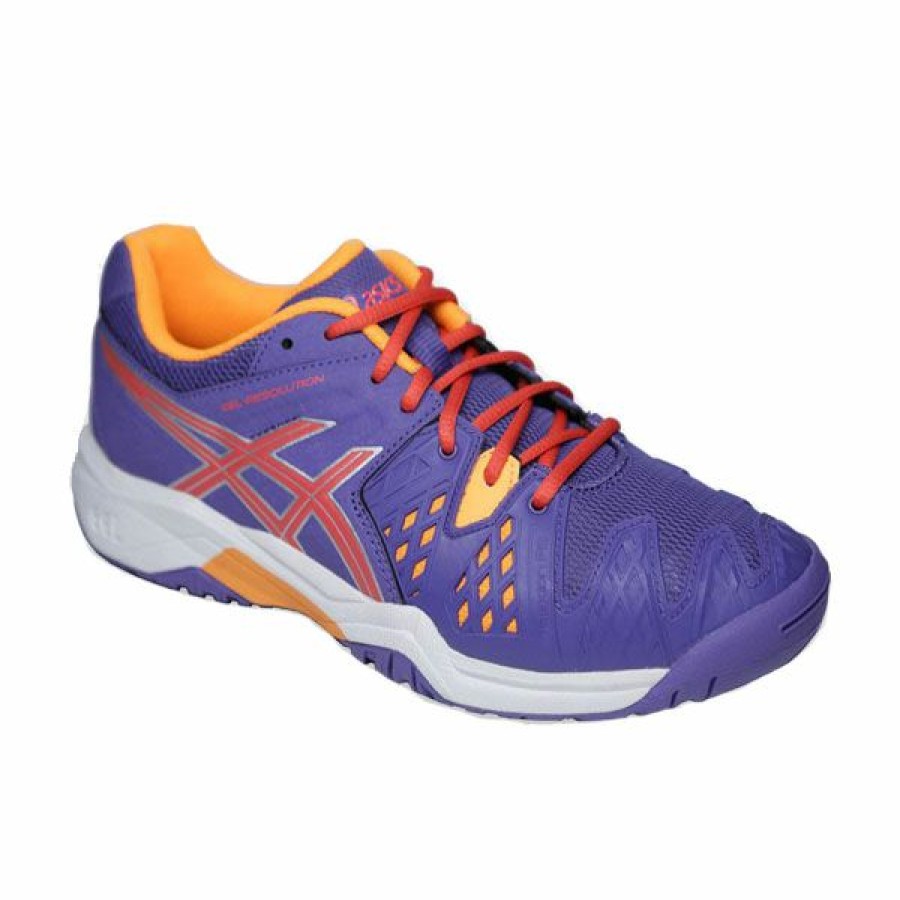 Shoes * | On Sale Asics Junior Gel Resolution 6 Tennis Shoes Lavender/Hot Coral C500Y