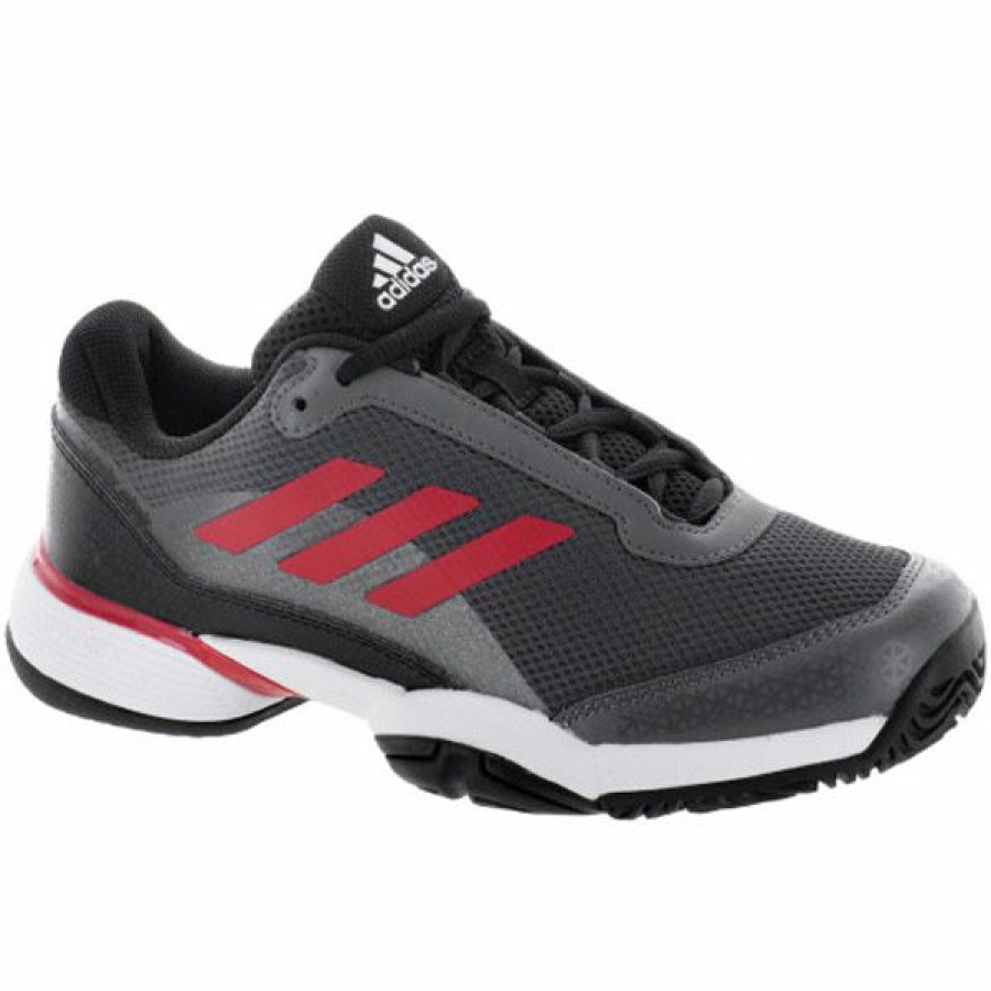 Shoes * | Clearance Adidas Barricade Club Junior Tennis Shoe Core Black/Scarlet Cp9359