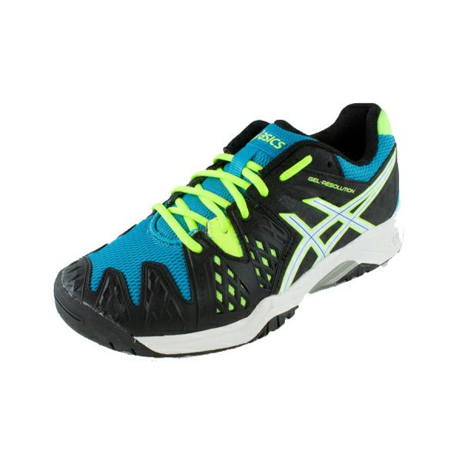 Shoes * | On Sale Asics Junior Gel Resolution 6 Tennis Shoes Onyx/Atomic Blue