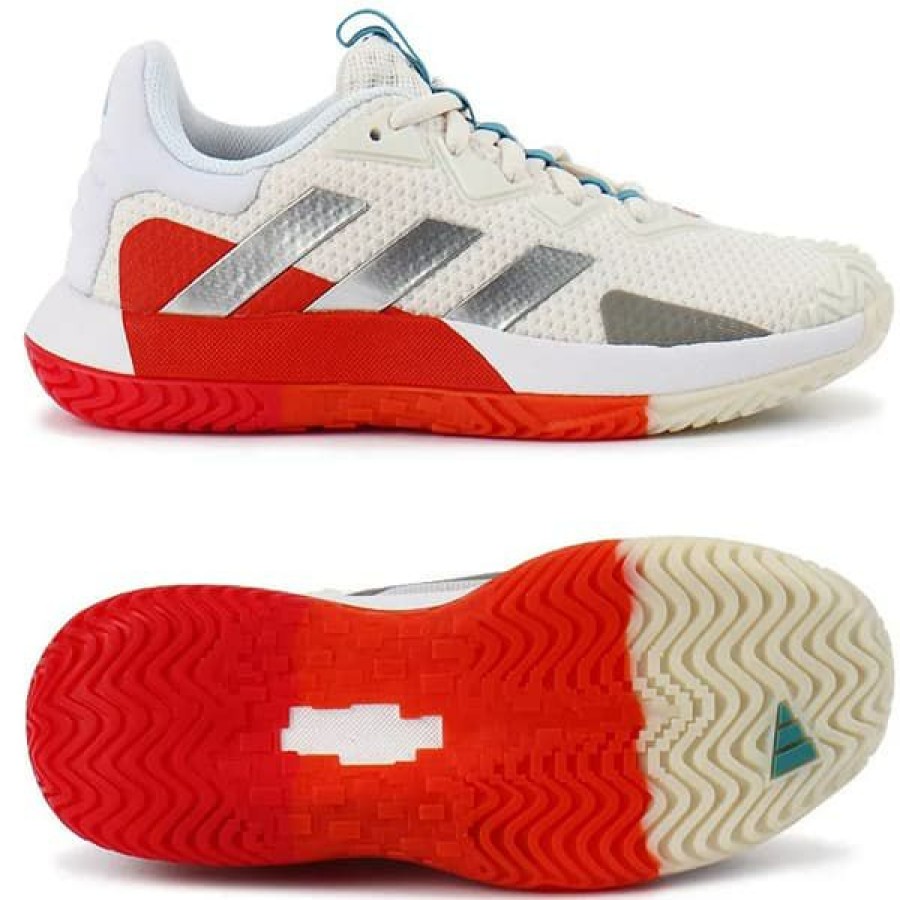 Shoes * | On Sale Adidas Sole Match Control Women'S Tennis Shoe Chalk White/Preloved Red