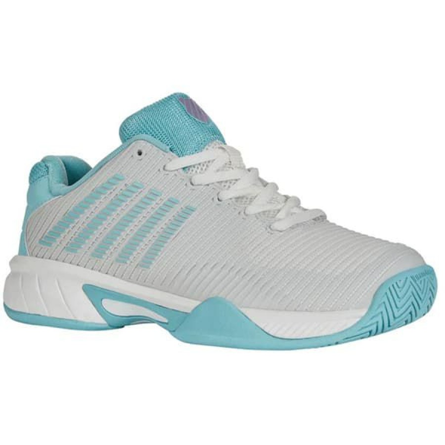 Shoes * | Special Offers K-Swiss Hypercourt Express 2 Junior Tennis Shoe White/Blue 86613-190