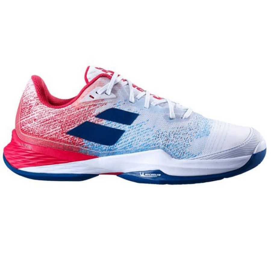 Shoes * | Discount Online Babolat Jet Mach Iii Men'S Tennis Shoe White/Blue